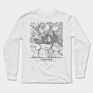 HAMBURG GERMANY BLACK CITY STREET MAP ART Long Sleeve T-Shirt